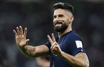 Olivier Giroud becomes the top scorer in France history with 52 goals